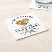 Love Pizza Add Names Kartonnen Onderzetters (Schuin)