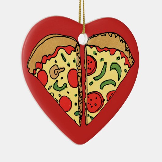 Love Pizza Add Names Keramisch Ornament (Rechts)