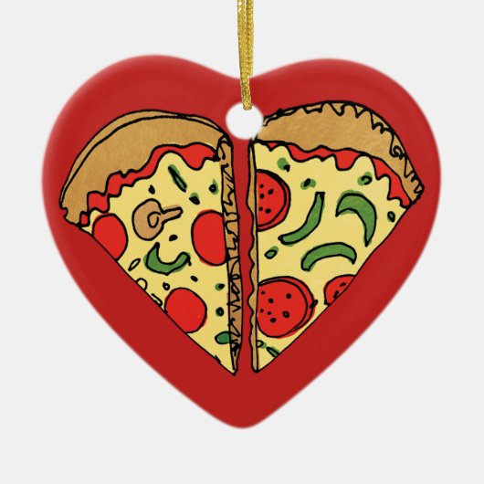 Love Pizza Add Names Keramisch Ornament (Voorkant)