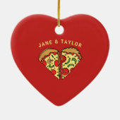 Love Pizza Add Names Keramisch Ornament (Achterkant)