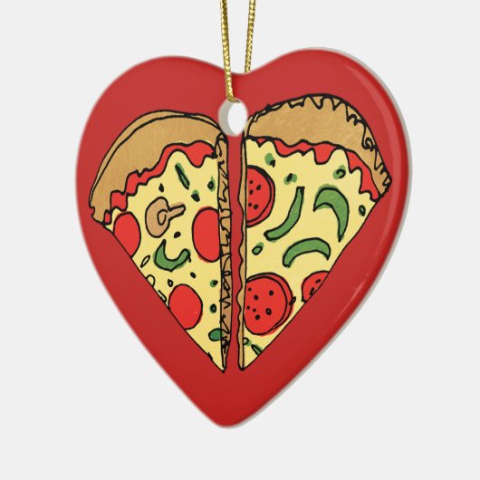 Love Pizza Add Names Keramisch Ornament (Links)