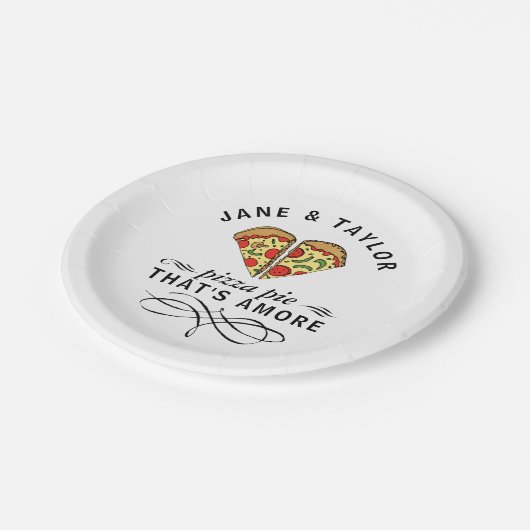 Love Pizza Add Names Papieren Bordje (Gekanteld)