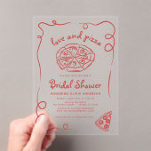 Love & Pizza Italiaans Hand getekend rood Vrijgeze Acryl Uitnodigingen (Insitu (Draagbaar))