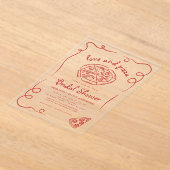 Love & Pizza Italiaans Hand getekend rood Vrijgeze Acryl Uitnodigingen (Laagn)