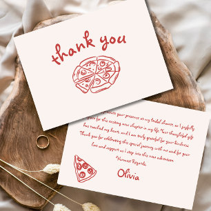 Love & Pizza Italiaans Hand getekend rood Vrijgeze Bedankkaart