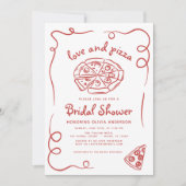 Love & Pizza Italiaans Hand getekend rood Vrijgeze Kaart (Voorkant)