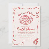 Love & Pizza Italiaans Hand getekend rood Vrijgeze Kaart (Voorkant)