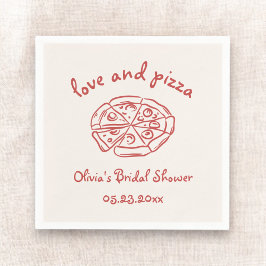 Love & Pizza Italiaans Hand getekend rood Vrijgeze Servet