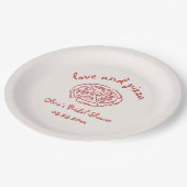 Love & Pizza Italiaanse handgetekende rode bruidsd Papieren Bordje (Gekanteld)