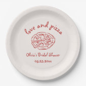 Love & Pizza Italiaanse handgetekende rode bruidsd Papieren Bordje (Voorkant)