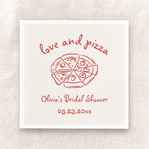 Love & Pizza Italiaanse Handgetekende Rode Bruilof Servet