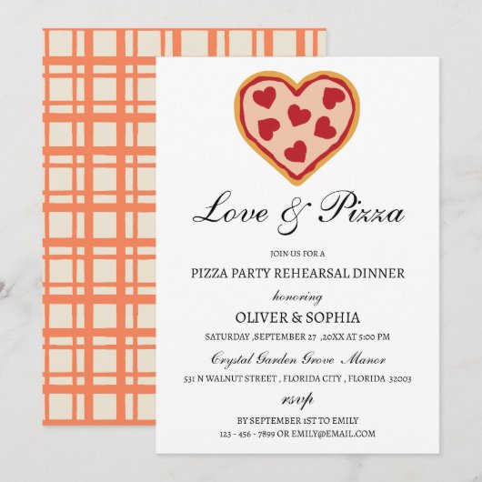 Love & Pizza Oefenavond Eetfestijn Uitnodiging (Voorkant / Achterkant)