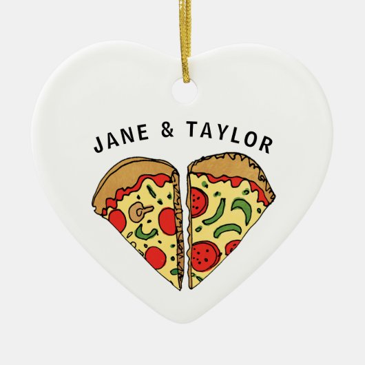 Love Pizza Personalized Keramisch Ornament (Voorkant)