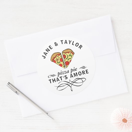 Love Pizza Personalized Ronde Sticker (Envelop)