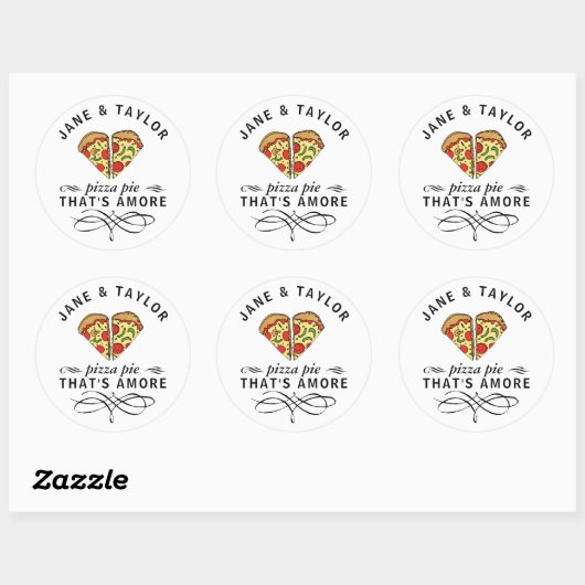 Love Pizza Personalized Ronde Sticker (Vel)