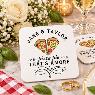 Love Pizza Pie That's Amore Citaat Bruiloft Kartonnen Onderzetters