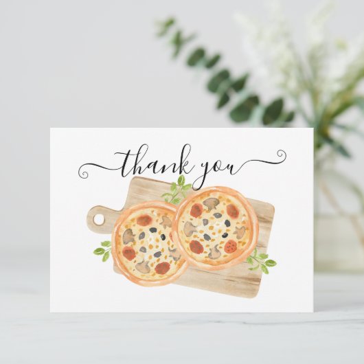 Love & Pizza Thank You Note Kaart (Staand voorkant)