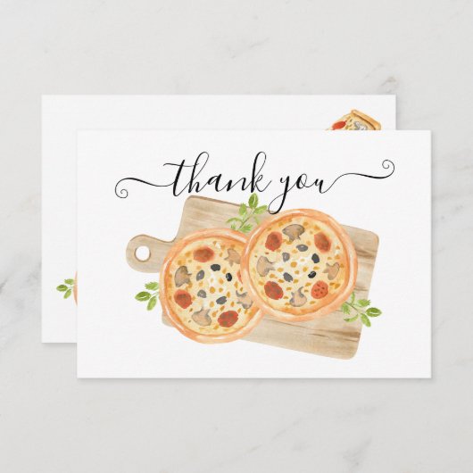 Love & Pizza Thank You Note Kaart (Voorkant / Achterkant)