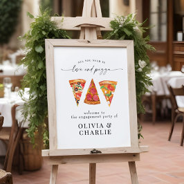 Love & Pizza Welkom Huwelijk Poster