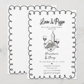 Love & Pizza | Whimsical  Koppel Bruiloft Kaart (Voorkant / Achterkant)