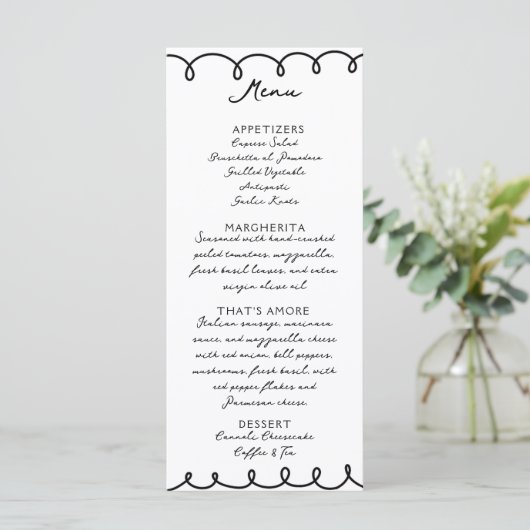 Love & Pizza | Whimsical  Menu (Staand voorkant)