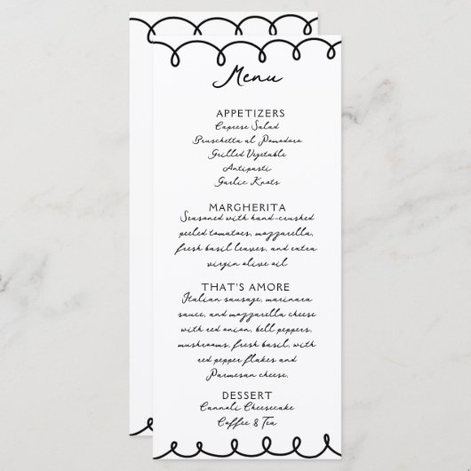 Love & Pizza | Whimsical  Menu (Voorkant / Achterkant)