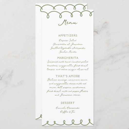 Love & Pizza | Whimsical  Menu (Voorkant / Achterkant)