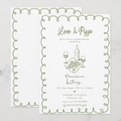 Love & Pizza | Whimsisch  Bruiloft Feest Kaart (Voorkant / Achterkant)