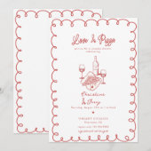 Love & Pizza | Whimsisch Koppel Bruiloftfeest Kaart (Voorkant / Achterkant)
