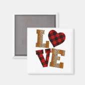 Love Plaid Red Leopard Kindergarten Teacher Valent Magneet (Voorkant / Achterkant)