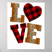 Love Plaid Red Leopard Kindergarten Teacher Valent Poster (Voorkant)