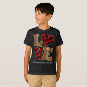 Love Plaid Red Leopard Kindergarten Teacher Valent T-shirt (Voorkant volledig)
