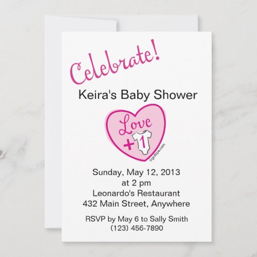 Love Plus One Baby shower Invitation Kaart (Voorkant)