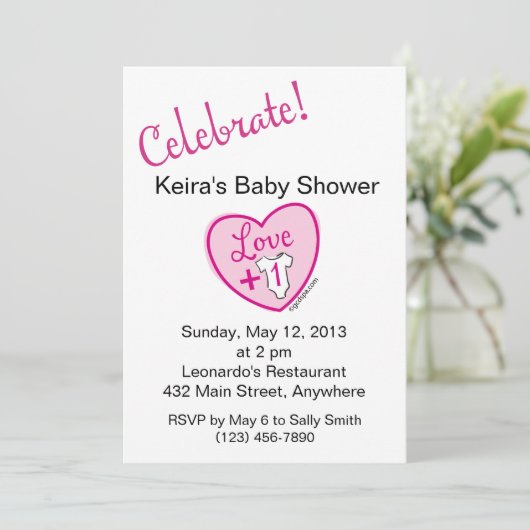 Love Plus One Baby shower Invitation Kaart (Staand voorkant)