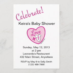 Love Plus One Baby shower Invitation Kaart