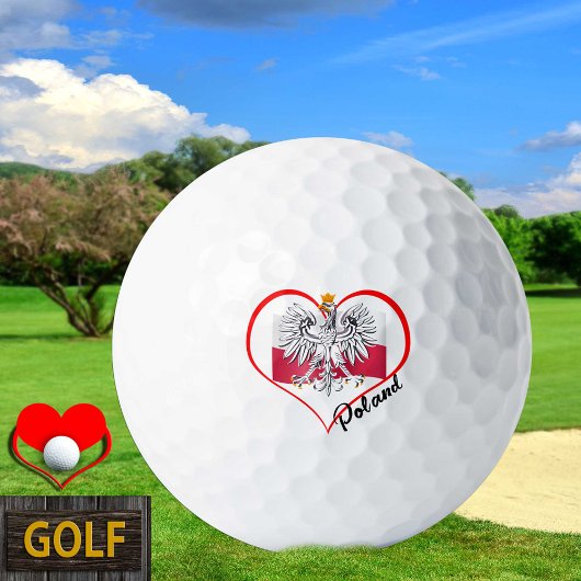 Love Poland Golf Balls, Poolse vlag, hart Golfballen