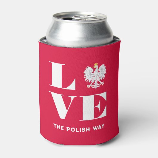 Love Poland Polska White Eagle Custom Text Blikjeskoeler (Blikje Voorkant)