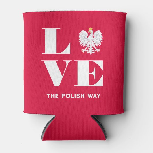 Love Poland Polska White Eagle Custom Text Blikjeskoeler (Voorkant)