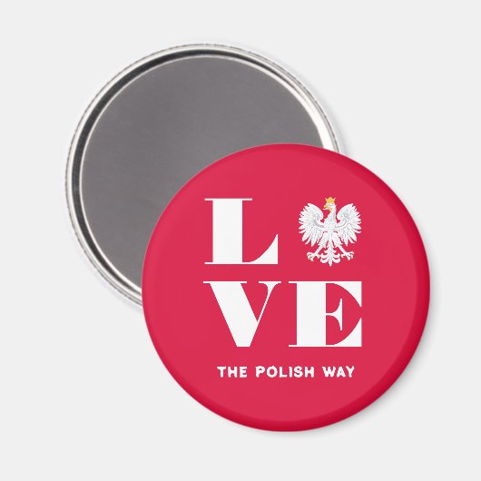 Love Poland Polska White Eagle Custom Text Magneet (Voorkant / Achterkant)