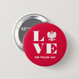 Love Poland Polska White Eagle Custom Text Ronde Button 5,7 Cm