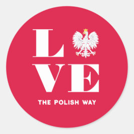 Love Poland Polska White Eagle Custom Text Ronde Sticker