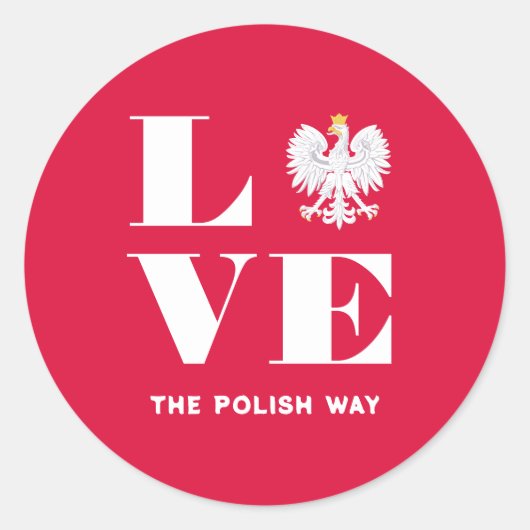Love Poland Polska White Eagle Custom Text Ronde Sticker (Voorkant)