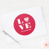 Love Poland Polska White Eagle Custom Text Ronde Sticker (Envelop)
