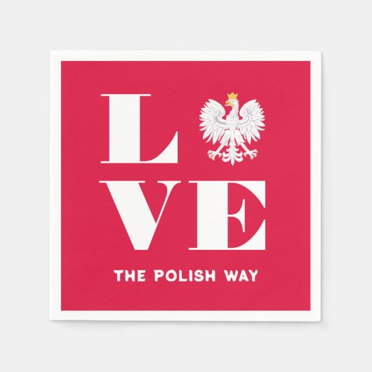 Love Poland Polska White Eagle Custom Text Servet (Voorkant)