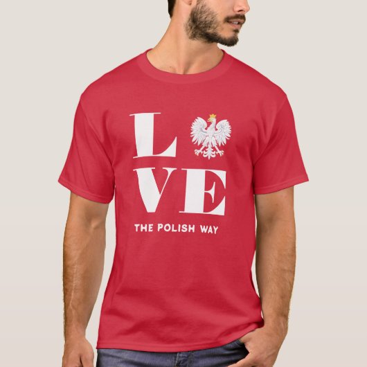 Love Poland Polska White Eagle Custom Text T-shirt (Voorkant)