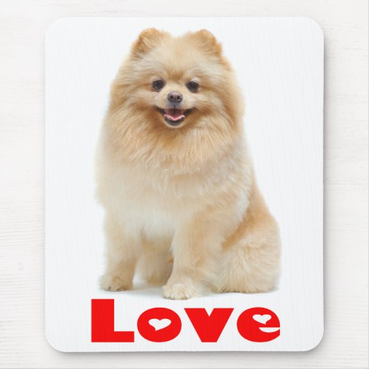 Love Pomeranian Pom Puppy Dog Mousepad Muismat (Voorkant)