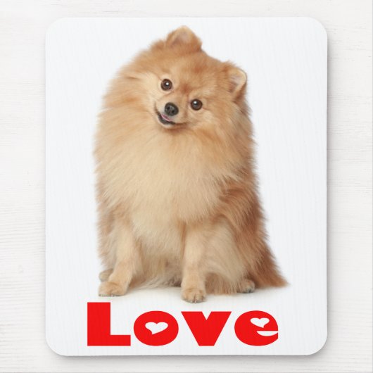 Love Pomeranian Pom Puppy Dog Mousepad Muismat (Voorkant)
