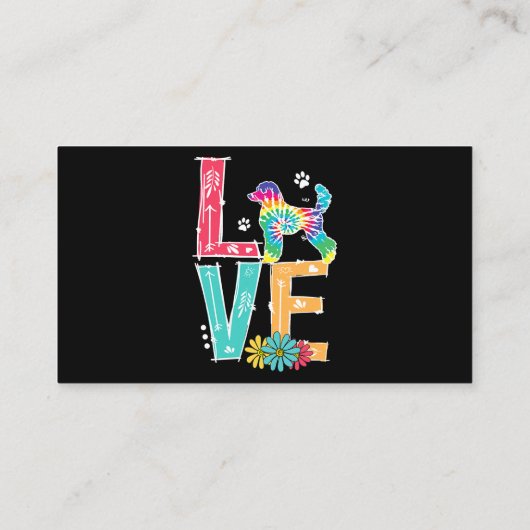 Love Poodle Tie Dye Rainbow Poodle Lover Visitekaartje (Achterkant)