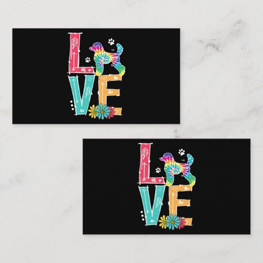 Love Poodle Tie Dye Rainbow Poodle Lover Visitekaartje (Voorkant / Achterkant)