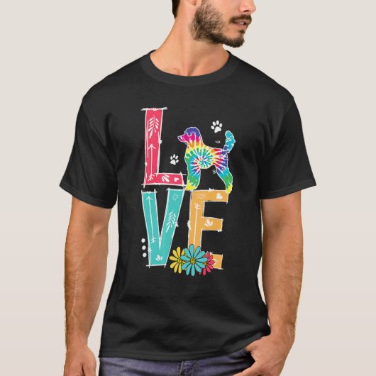 Love Poodle Tie Dye Rainbow Poodle T-shirt (Voorkant)